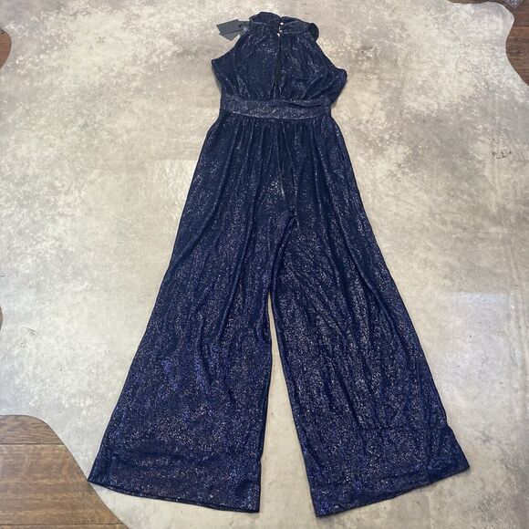 Rachel Zoe Jumpsuit Womens 8 Blue Sparkle Sleeveless‎ Wide Leg Party Sleeveless - Picture 13 of 14